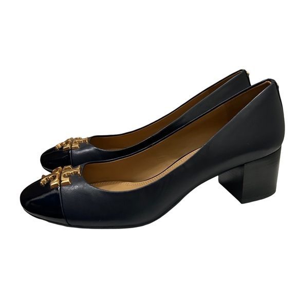 Tory Burch Black Everly Cap Toe Pumps in Dark Blue Woman’s 9.5 - Picture 2 of 11